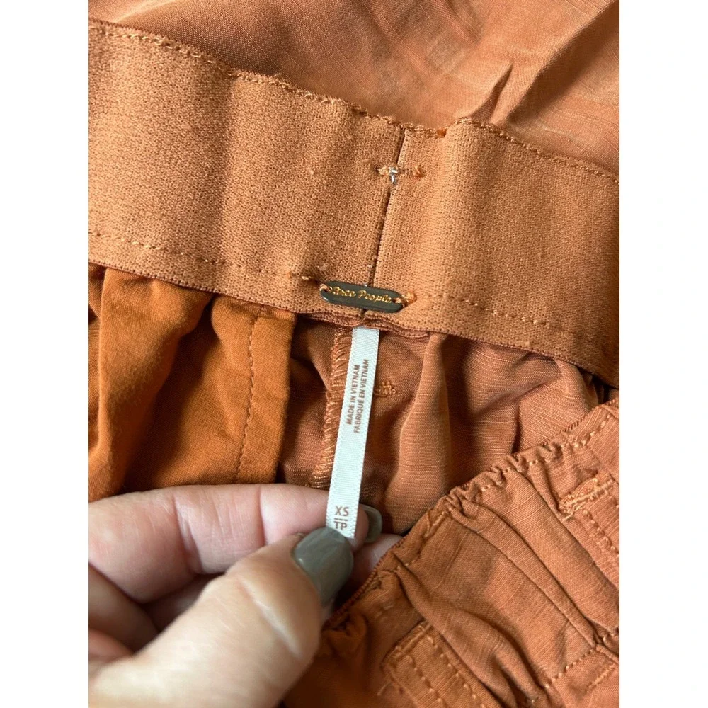Free People Nothing to Say High Waisted Wide Leg Cropped trousers Rust Orange XS